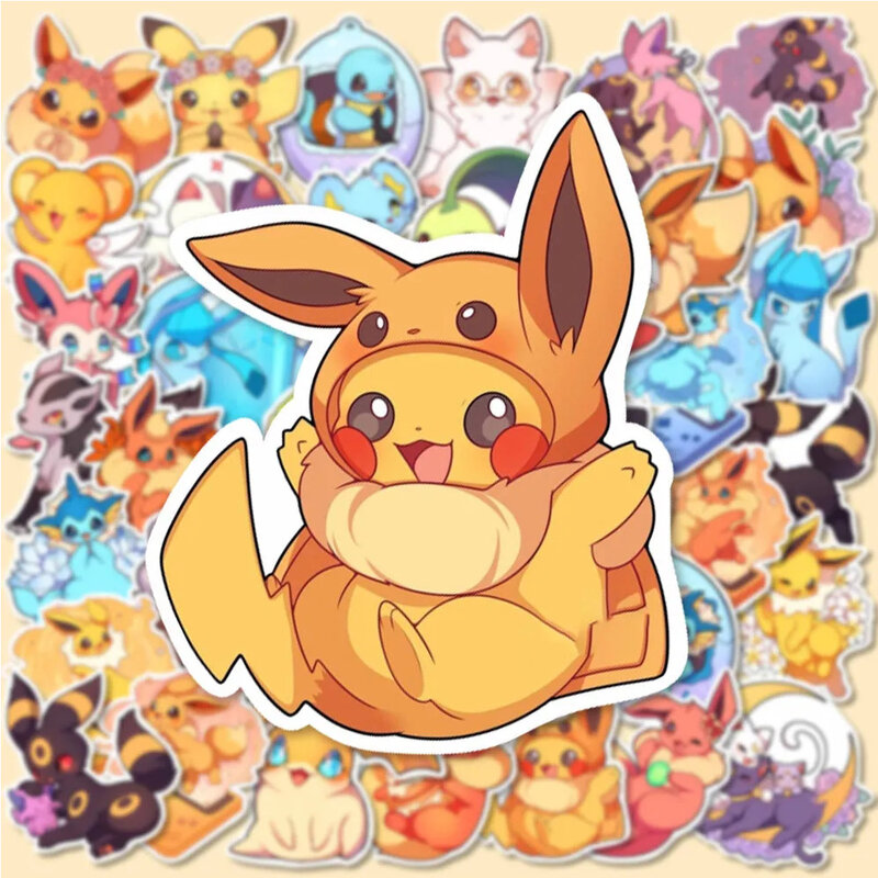 10/30/50/100pcs Kawaii Pokemon Anime Cartoon Stickers Cute estetica decalcomanie Laptop Phone Car valigia decorazione Sticker giocattolo per bambini