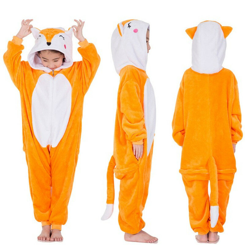 Pyjama de Dessin Animé Kigurumi pour Enfant, Costume de Carnaval, Vêtement d'Nik, Tigre, Nairobi, Orne, Dinosaure, Girafe, Vache, en Stock Clair