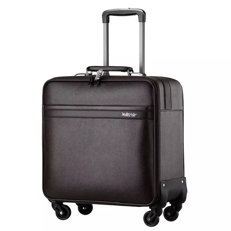 Деловой чемодан, беззвучный Универсальный кожаный чемодан на колесиках, 16 дюймов, высококлассный модный чемодан на колесиках