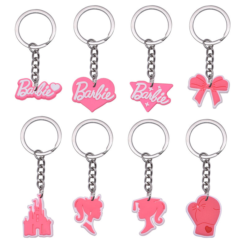 New Cartoon Barbie Keychain Pink Barbie Kawaii Anime Backpack Pendant Metal Keychain Accessories Decorative Girl Gift Kids Toys