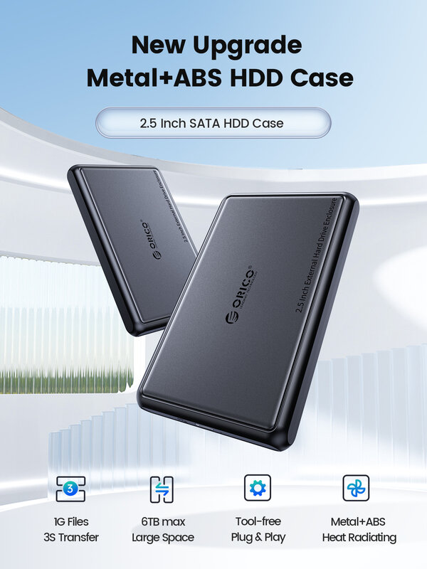 ORICO 2.5นิ้ว wadah HDD eksternal 5Gbps SATA TO Type-C กล่องใส่ฮาร์ดดิสก์สำหรับ SSD HDD PC แล็ปท็อปโลหะ + กรณี ABS การกระจายความร้อน