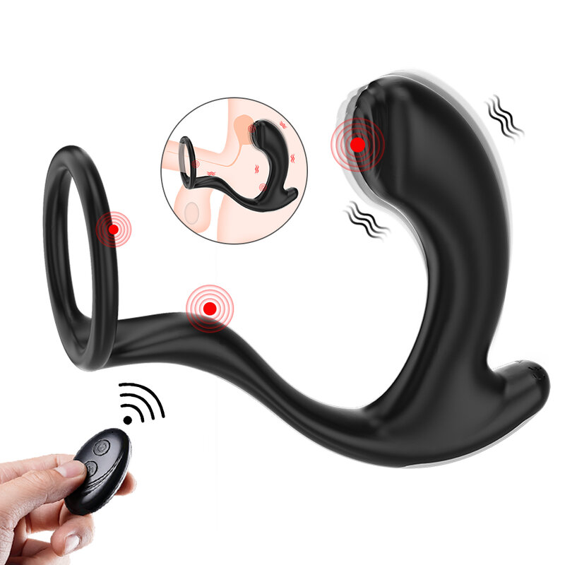 10 frequency Male Prostate Massage Vibrator Anal Plug Silicone Massager Stimulator Butt Delay Ejaculation Ring Toy For Men