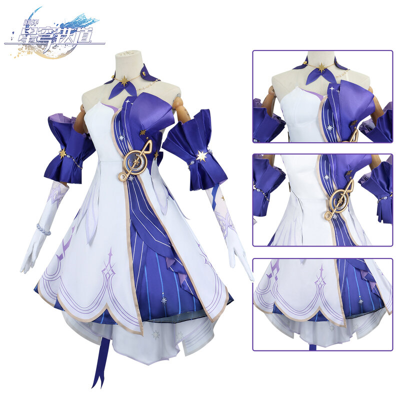 Robin Cosplay Game Honkai Star Rail Robin Cosplay Costume 3D Print Dress Wig Shoes Women Role Play Carnival Party Clothes
