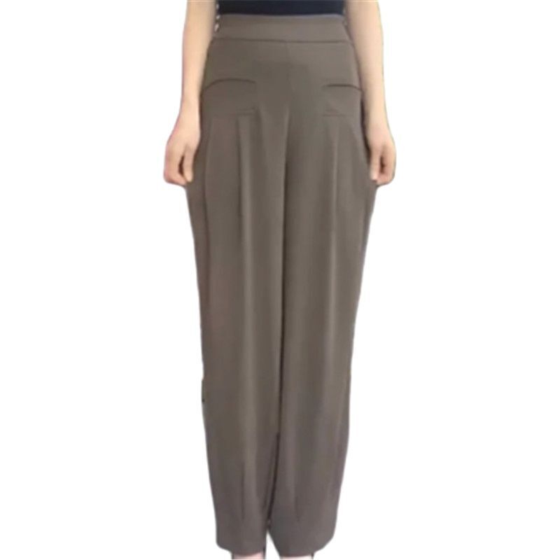 Letnie jedwabne spodnie damskie 2023 New Fashion luźne bloomery luźne spodnie elastyczna talia spodnie typu Casual spodnie haremowe damskie