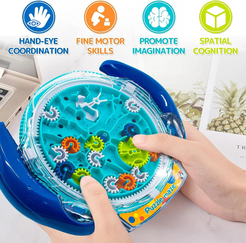 Creative 3D Puzzle Funny Gear Labyrinth Disk Gear Balance Ball Maze Wheel Dish IQ Puzzle Educational ABS Toys For Kids