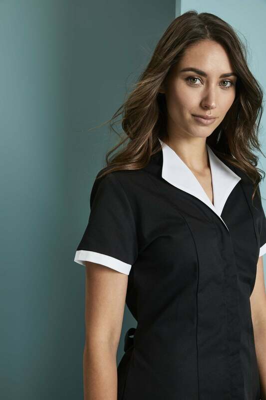 Black Cleaning Uniform Staff Uniform for Cleaning Worker Housekeeping Tunic with White Trim Dress for Women  for Hotel T/T