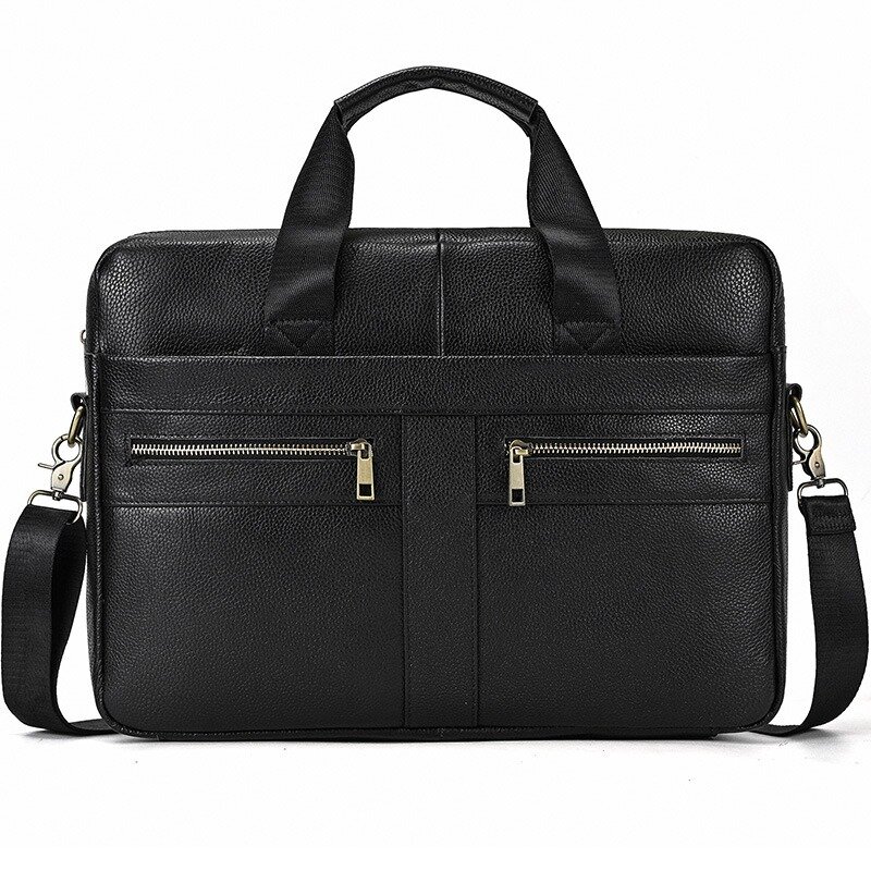 A4 Brown Black Coffee Genuine Leather Executive 14‘’ Laptop Men's Briefcase Office Cowhide Messenger Bag Portfolio Handbag M3316