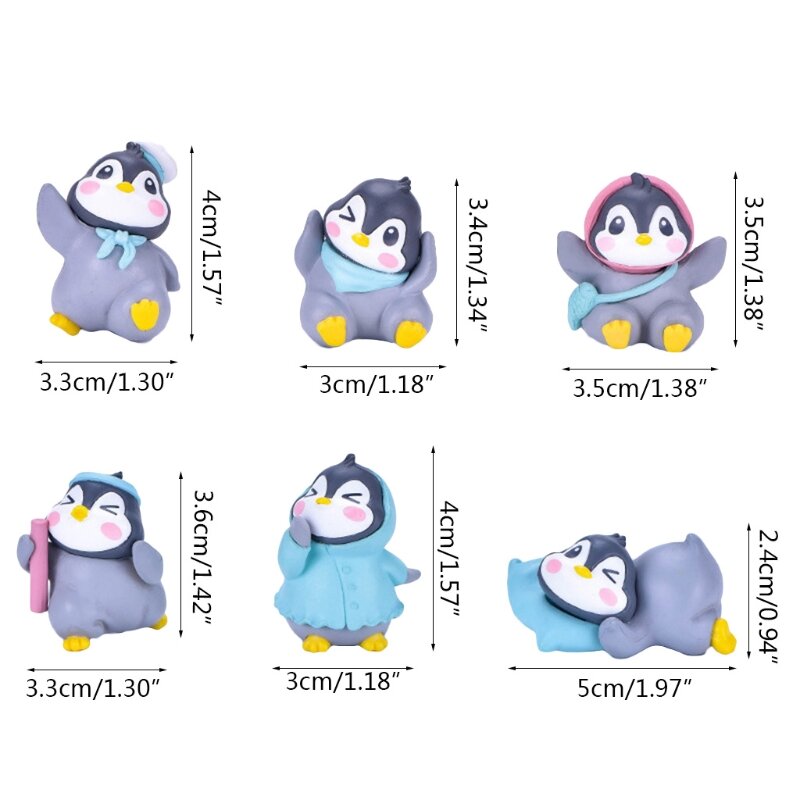 1,3-дюймовые портативные мини-фигурки пингвинов для коллекции орнаментов танка/пруда