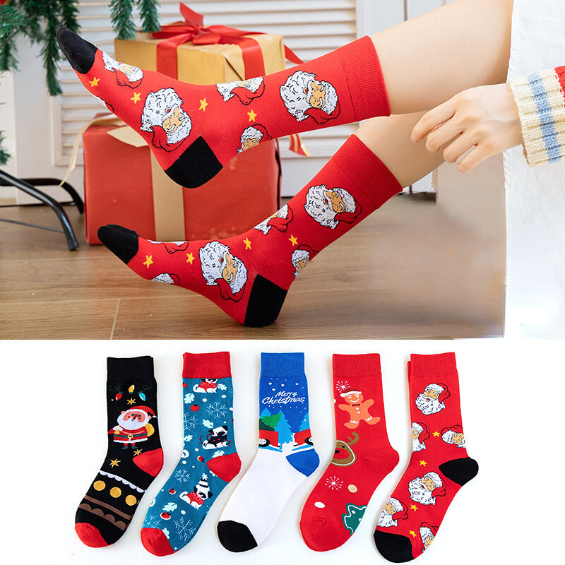 Новые Мультяшные рождественские подарочные носки уличные спортивные трендовые парные хлопковые носки