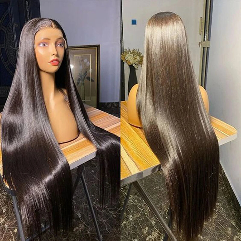 250 Density Bone Straight 13x6 Lace Front Human Hair Wigs Brazilian Pre Plucked 30 32 Inch Lace Front Human Hair Wigs For Women