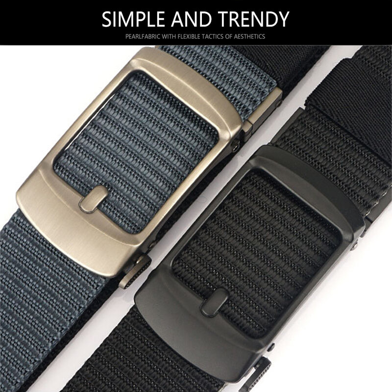 TOWYELORN New Man Double-sided Nylon Belt Dragon Rotate Metal Automatic Buckle Canvas Belt for Men Jeans Waistband Bicolor Strap