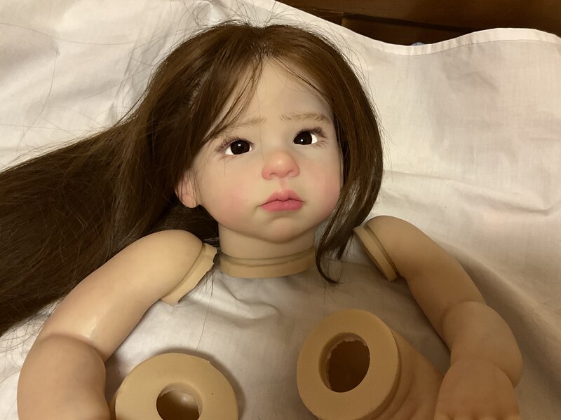 FBBD-Custom Made Reborn Baby Lily com Cabelo Enraizado à Mão, Parte DIY com Um Corpo De Pano Extra, Melhor Artista ShanShan, 28in