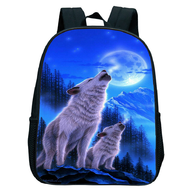 Animal Wolf 3D Print Kindergarten Bag zaino per bambini zaino con cerniera bambini Cute Bookbag Back To School Backbag Wolf Mochila