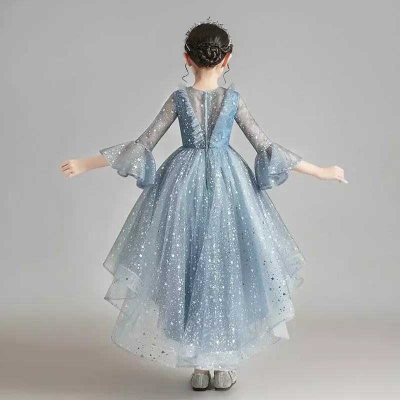 Vestido de princesa infantil, Gaze fofa para menina, florista elegante, vestido de casamento, anfitrião, caminhada com piano Show Performance
