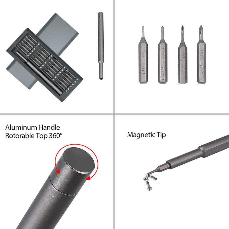 Kit de herramientas de reparación de gafas, Kit de tornillos de precisión 25 en 1, juego de destornilladores de precisión magnéticos, gafas de sol, herramienta de reparación de gafas ópticas