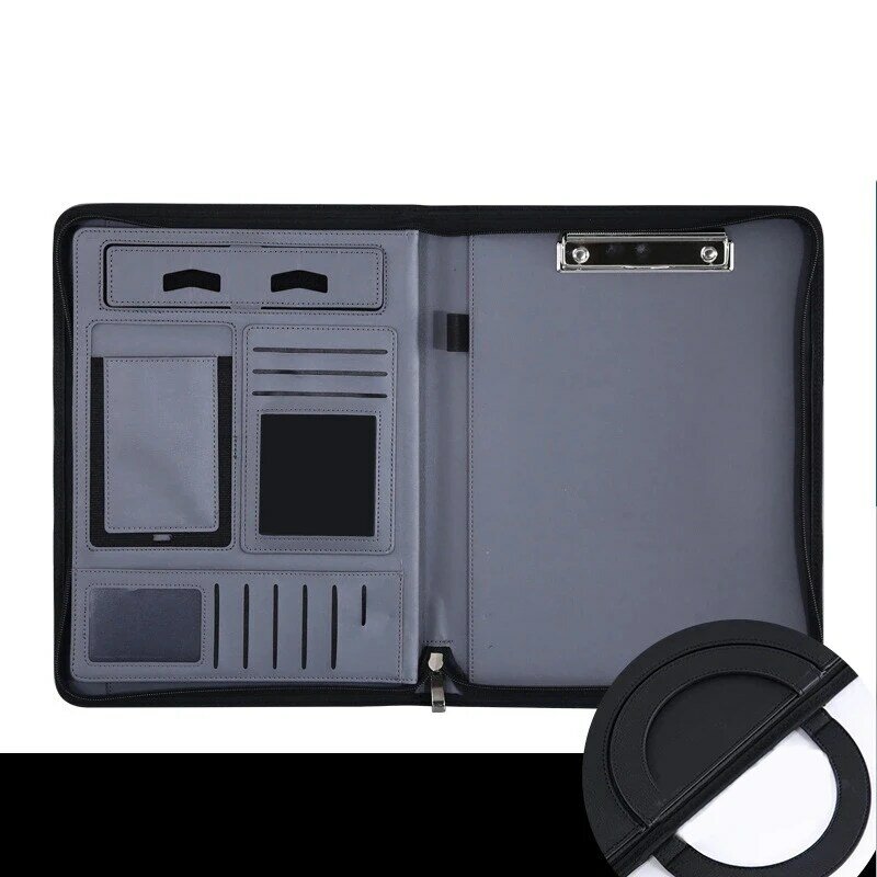 Портативный деловой портфолио, планшетофон с рукояткой из искусственной кожи для школы и офиса, блокнот для конференций