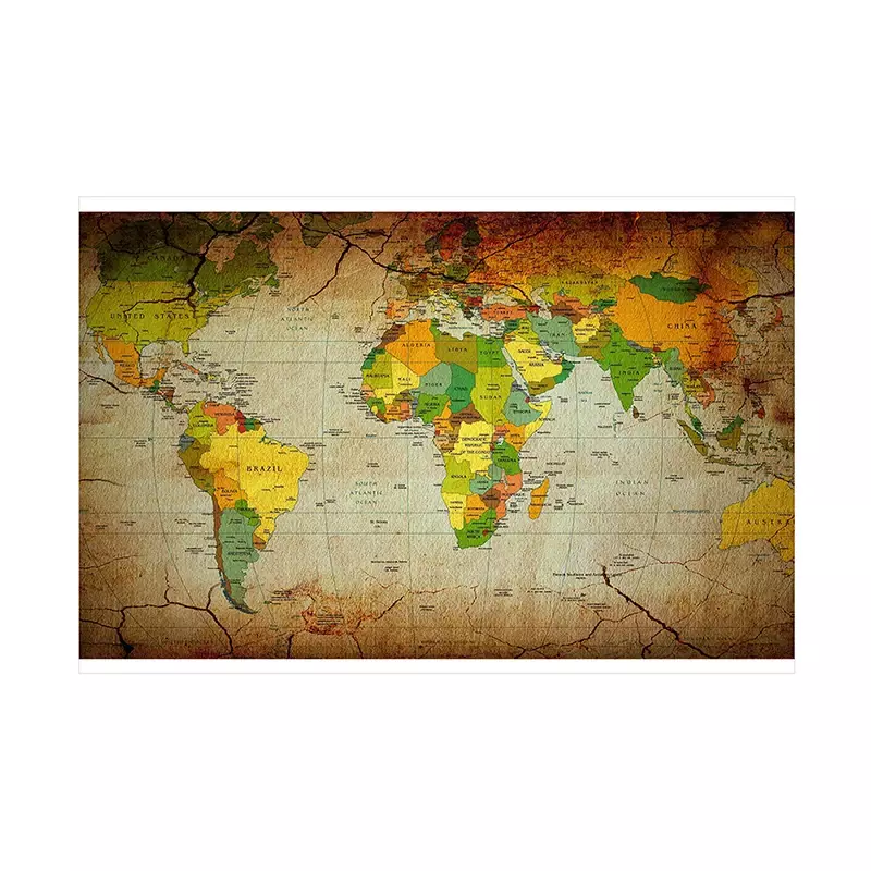 خريطة العالم 59*42 سنتيمتر الملصقات والمطبوعات غير المنسوجة قماش اللوحة غرفة المعيشة ديكور المنزل مدرسة التدريس لوازم