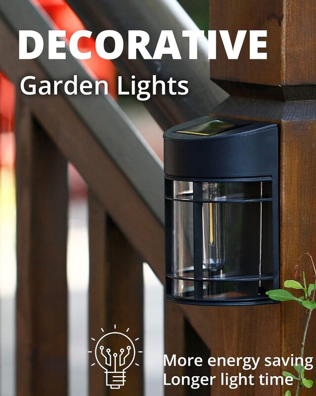 Luz Solar para valla, luz de cubierta exterior, luz de decoración para jardín, terraza, patio, impermeable y cálida