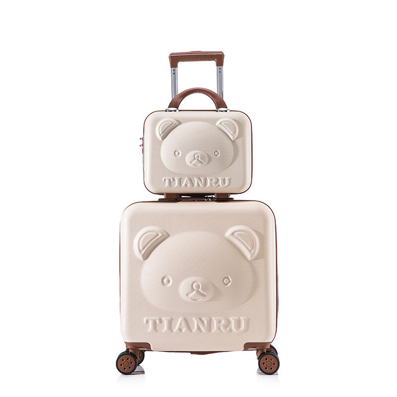 чемоданы на колесах Детский чемодан, 20-дюймовый мультяшный чемодан с медведем, детская тележка, детский Дорожный чемодан на колесах, багажная сумка