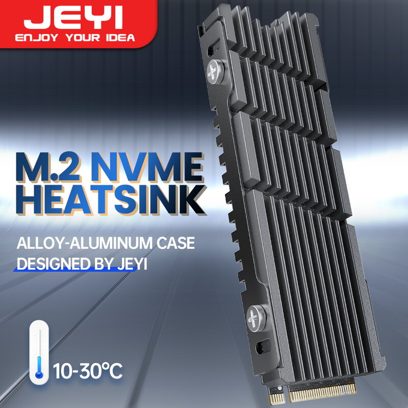 JEYI Cooler II 2280 SSD dissipateur thermique M.2 NVME radiateur en alliage d'aluminium magnésium PC radiateur efficace avec coussin en Silicone thermique