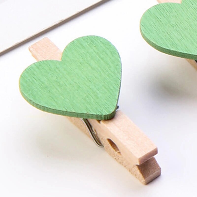 Mini Peg de madeira e papel fotográfico, Clothespin Craft Clips, verde, 30mm, 5x30Pcs