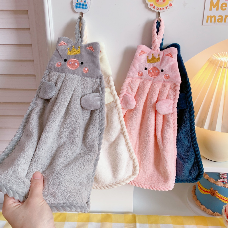 Toallas de mano de lana de Coral para niños, toalla colgante de Anime, toallas absorbentes, toallas de mano lindas, toallas de pato de pingüino, precio bajo