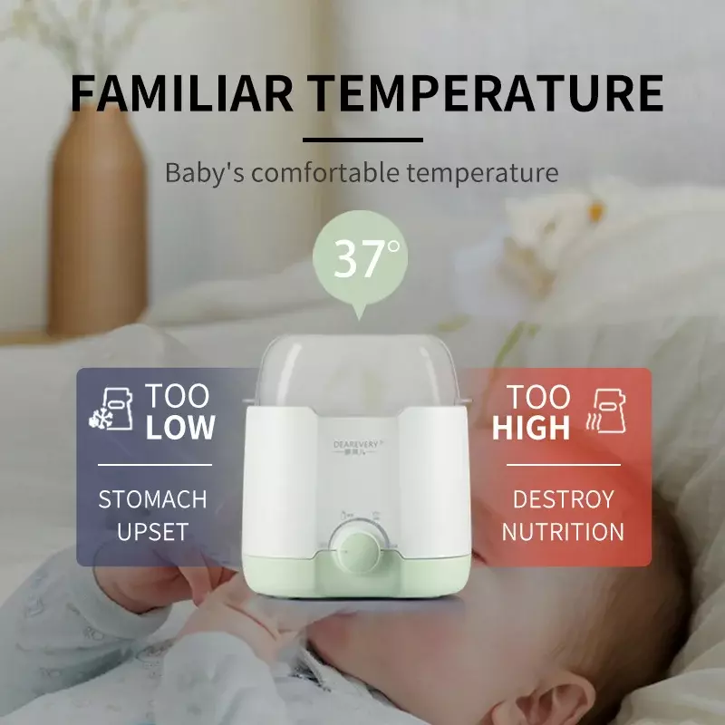 Portátil bebê mamadeira aquecedor e desinfetador, profissional bebê leite aquecedor, aquecedor duplo, comida bonita, 150W