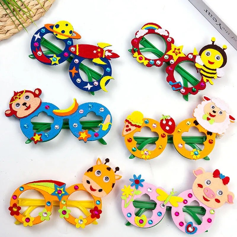 Dzieci DIY EVA diamentowe okulary ramka zestawy rzemieślnicze zabawki edukacyjne dla dzieci kreatywne kreskówki ręcznie sztuka i rękodzieło prezenty urodzinowe
