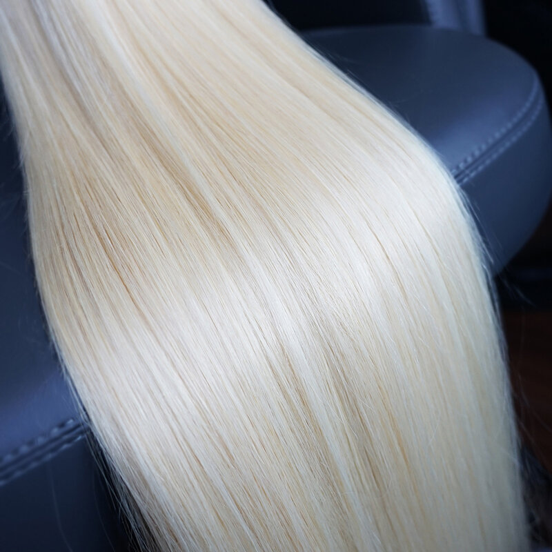 #613 estensione fasci di capelli umani biondi Remy 10-30 pollici 95(± 5)g/pc biondo platino tessuto di capelli lisci setosi Bobbi