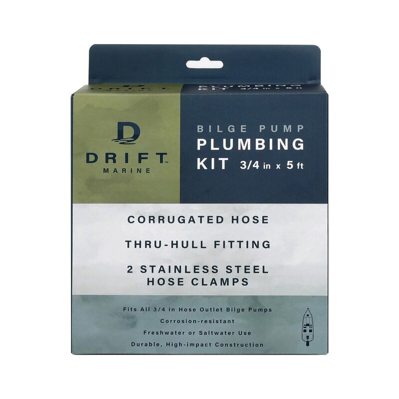 3/4" x 5' Bilge Pump Plumbing Kit with Bilge Hose, Thru-Hull Fitting, Hose Clamps