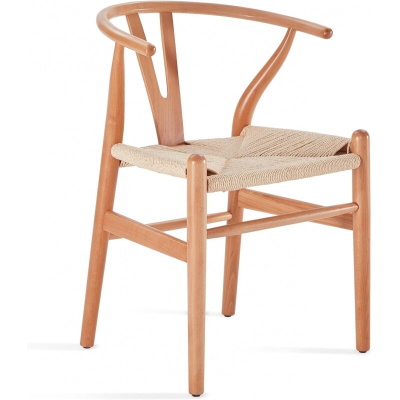Wishbone de madera para comedor, sillas modernas de mediados de siglo para su casa de playa, completamente ensambladas, naturaleza-Juego de 2