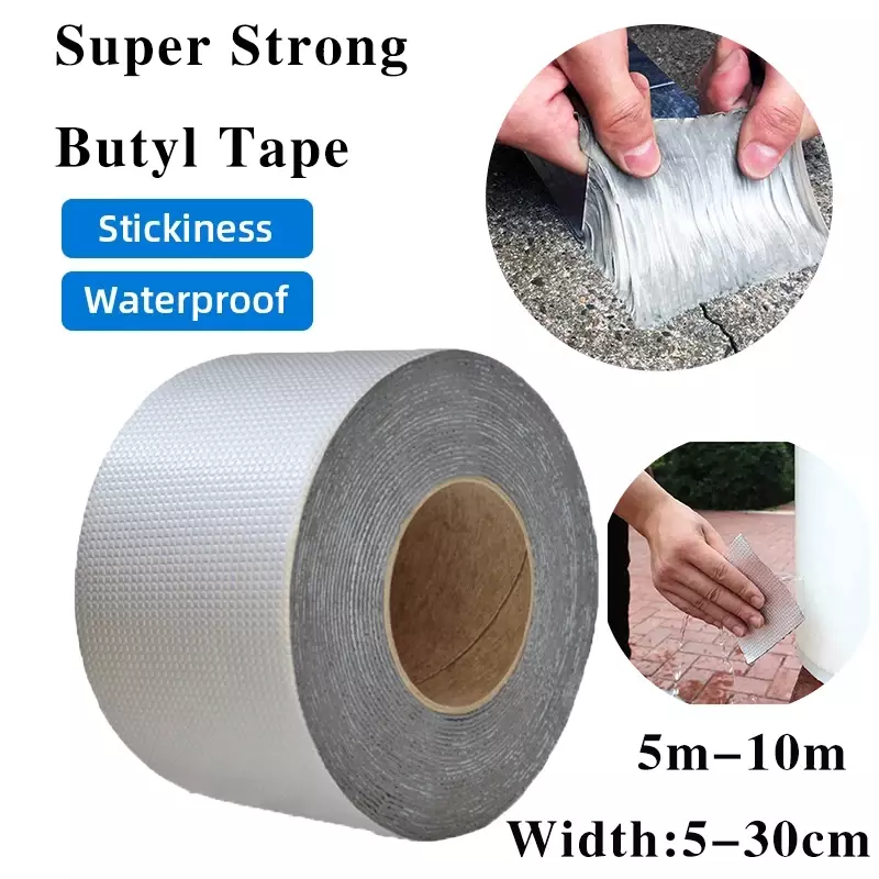 Super Sticky Aluminum Foil Butyl Rubber Tape High Temperature Resistance Waterproof Roof Pipe Crack Duct Repair Tape Stop Leak