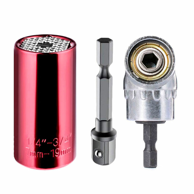 Binoax Universal Soquete Grip Ratchet Wrench, Power Drill Adapter, 105 Graus Ângulo Direito, Extensão Driver, B, 7mm-19mm