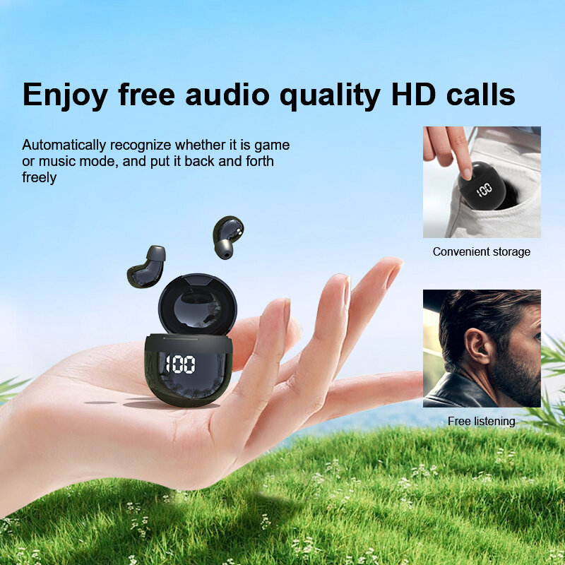 Sk18 Superbass-Ohrhörer, drahtloses Bluetooth-Headset mit Mikrofon-Smart-Touch-Kopfhörern und unsichtbaren Mini-Ohrhörern zur Geräusch reduzierung
