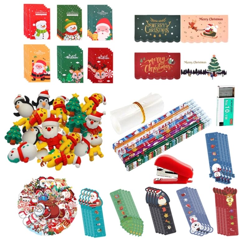 Kits papelería para s, juego regalo papelería navideña, conjunto borradores, regalos Navidad, juego para