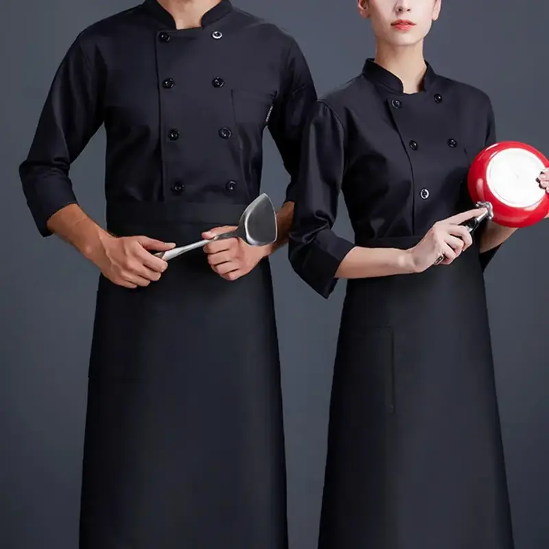 Stijlvolle Restaurant Uniform Sneldrogende Chef-Koks Jas Double Breasted Heren Chef-Kok Shirt Gebak Kleding Anti-Vies