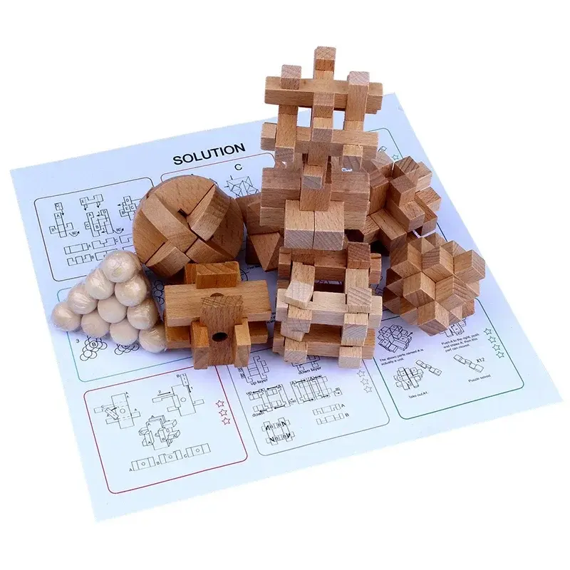 IQ Kong Ming-cerradura 3D de madera hecha a mano, rompecabezas del cerebro, juguetes de regalo para adultos, juego Teaser, juguete educativo