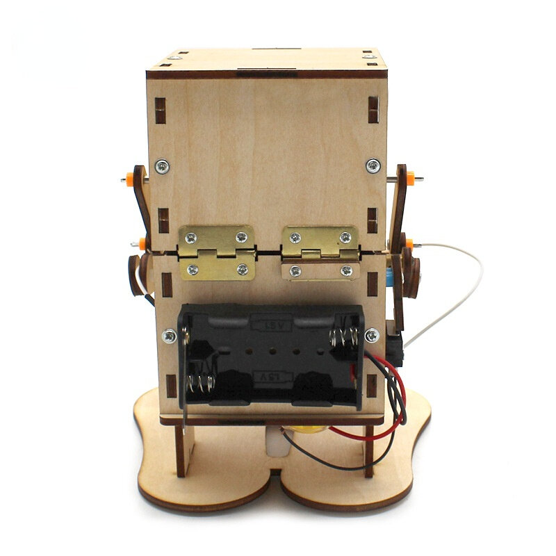 Ambachtelijke Diy Wood Robot Eten Munten Kinderen Leren Speelgoed Geassembleerd Wetenschappelijk Experiment Materiaal Speelgoed Cadeau Voor Studenten