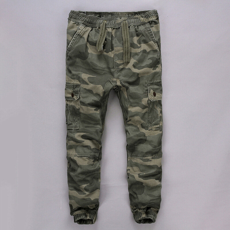 Wysokiej jakości męski wyjściowy modny spodnie taktyczne spodnie Cargo Camo luźne multi-pocket wiosna/jesień dorywczo spodnie spodnie do biegania