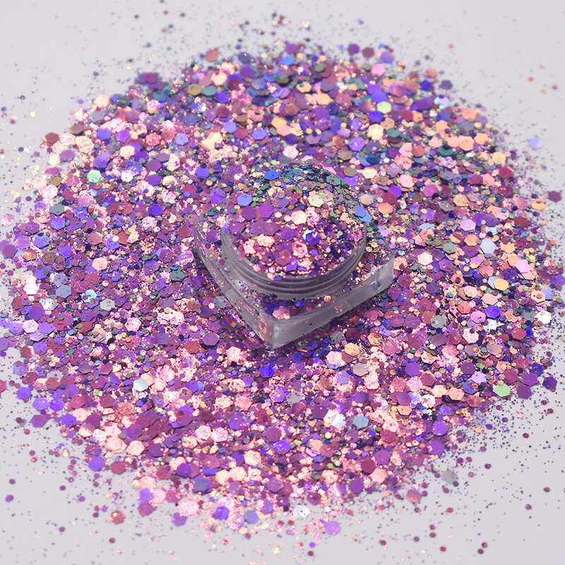 10 gr/beutel Meerjungfrau Nail art Glitter Mix Größe Chunky-Hexagon Laser Pailletten Shiny Chameleon Maniküre Flakes Dekoration Zubehör