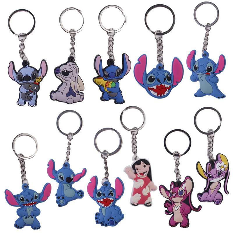 Disney Stitch kartun silikon gantungan kunci tokoh Anime Lilo & Stitch tas liontin anak laki-laki perempuan hadiah Hari anak-anak gantungan kunci