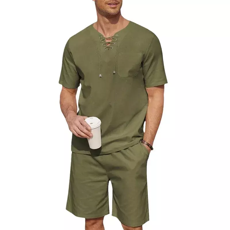 Conjunto de camiseta con estampado callejero para hombre, traje informal de manga corta, moda de verano, 2024