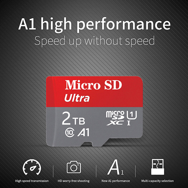 High Speed Micro SD Card 2TB 100% Real Capacity Micro SD / TF Flash Card Memory Card 1TB For Phone/Computer/Camera Free Shiping