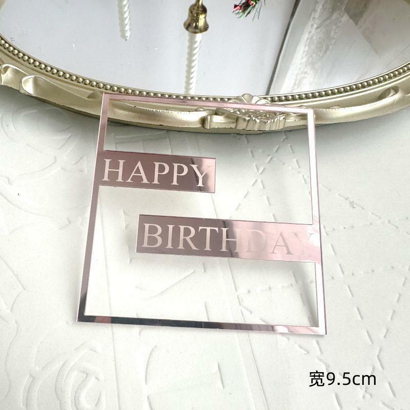 Adornos redondos para pastel de feliz cumpleaños, decoración de acrílico de grado superior de oro rosa para fiesta de Cumpleaños de Niños, regalo para Baby Shower