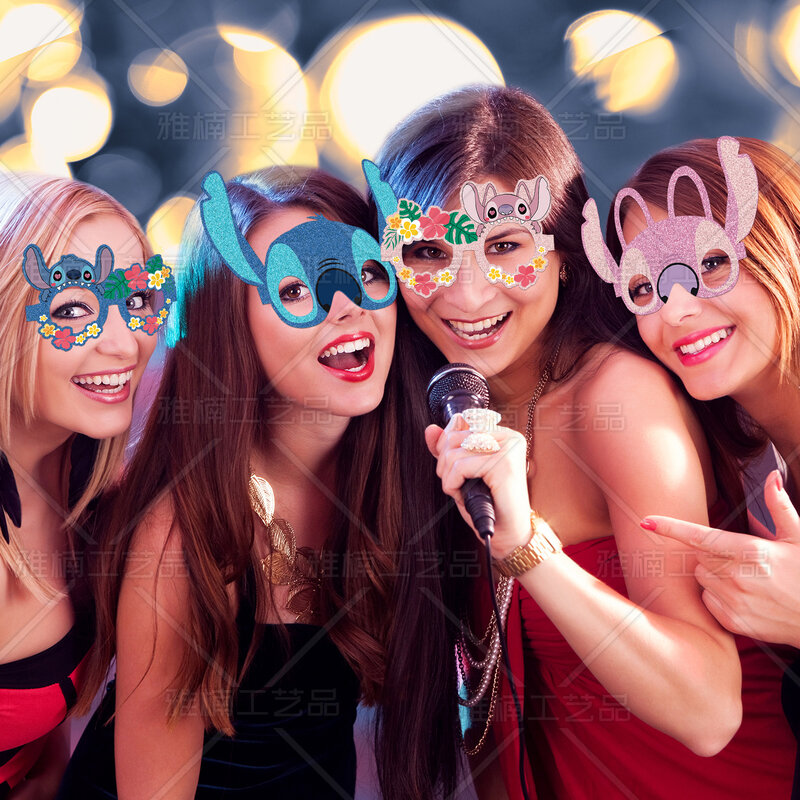 Lilo e Stitch Decoração de Festa, Óculos de Papel, Máscaras, Cosplay Adereços, Feliz Aniversário Infantil, Fontes de Fotos, 12Pcs por Conjunto