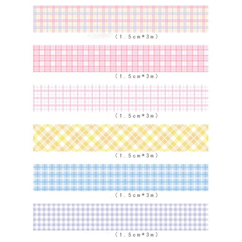 Kawaii Colored Checkered Tape Decorative Adhesive Tape Washi Tape DIY Scrapbooking Sticker Diary Label Stationery Supplies