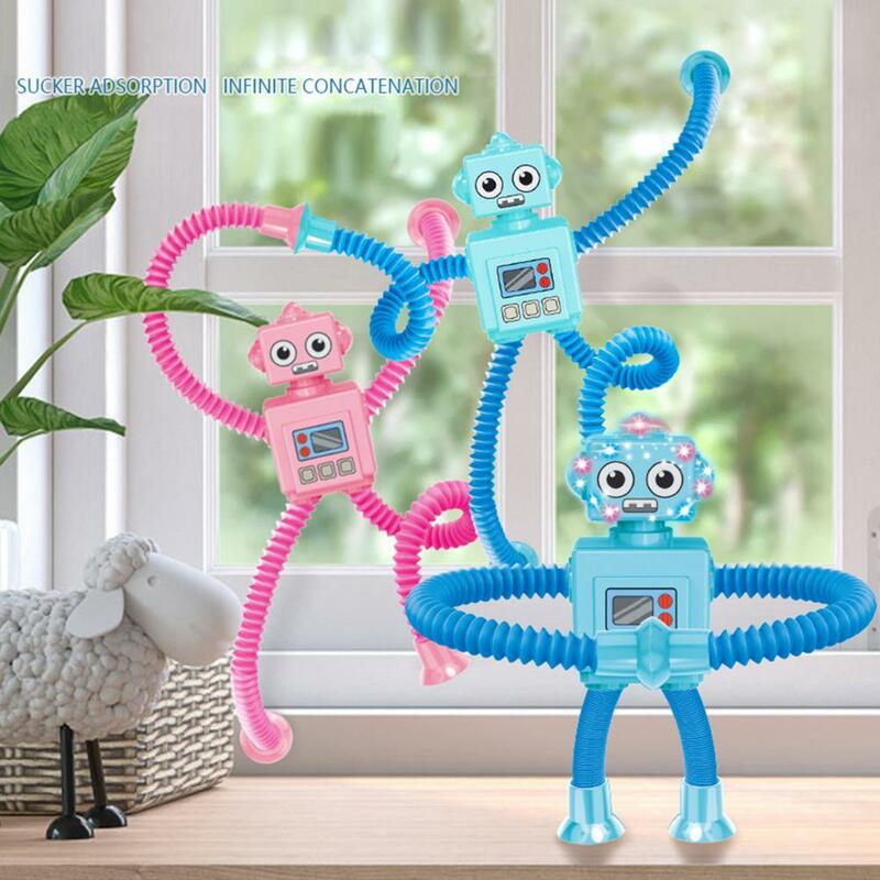 Tubos de descompresión de Robot de iluminación, ventosa estirable, extremidades, juguete calmante atractivo para alivio del estrés