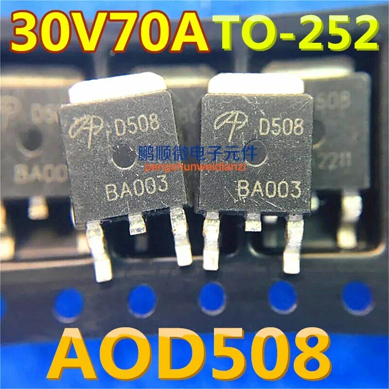 Transistor MOS de efecto de campo, 30 piezas, original, AOD508, Canal N, 70A, 30V, TO252, pantalla impresa, D508