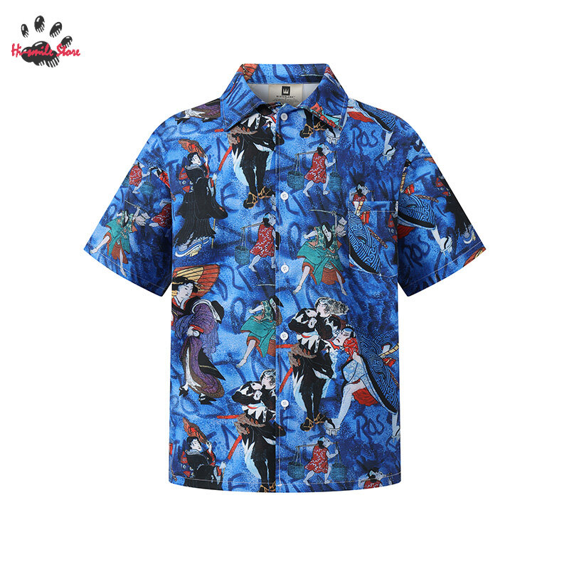 Top Quality Hawaii Blue Martine Rose Short Sleeve Shirt Men Woman Oversize Casual Streetwear 2024 Summer