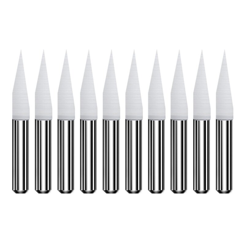 Brocas herramientas grabado acero tungsteno, punta 0,1mm, vástago 1/8 "para carpintería, enrutador corte 10